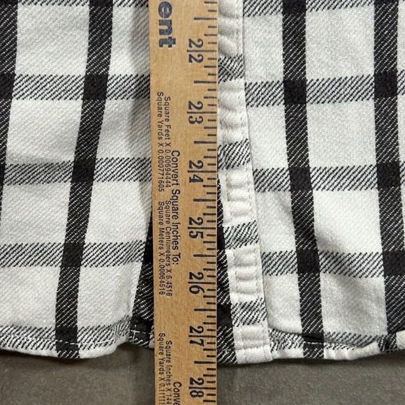 American Eagle Outfitters Mens Medium White Black Grid Plaid Flannel Shirt M - Picture 6 of 8